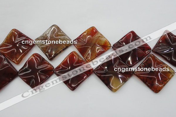 CAG6072 15.5 inches 40mm wavy diamond dragon veins agate beads