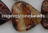 CAG6077 15.5 inches 40mm wavy triangle dragon veins agate beads