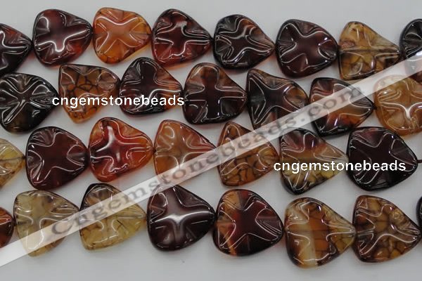 CAG6077 15.5 inches 40mm wavy triangle dragon veins agate beads