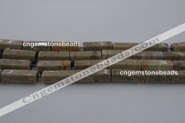 CAG6081 15.5 inches 12*30mm faceted tube chrysanthemum agate beads