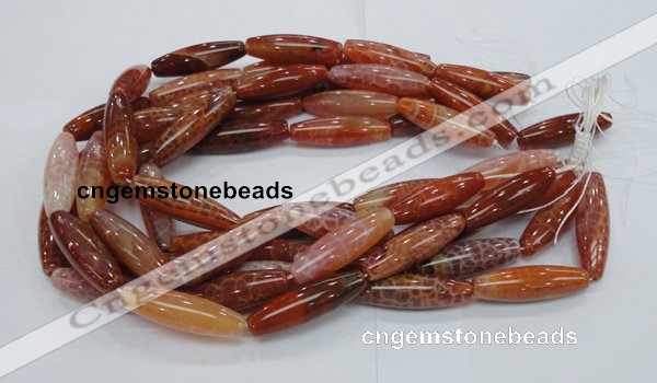 CAG609 15.5 inches 12*40mm rice natural fire agate beads wholesale