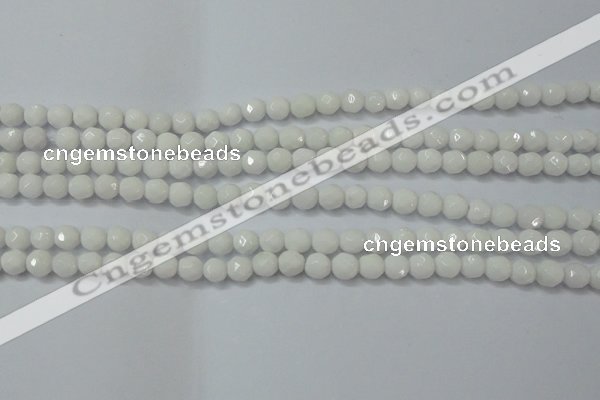 CAG6100 15.5 inches 4mm faceted round white agate gemstone beads