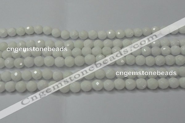 CAG6101 15.5 inches 6mm faceted round white agate gemstone beads