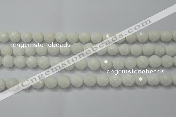 CAG6102 15.5 inches 8mm faceted round white agate gemstone beads
