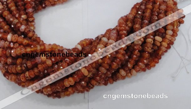 CAG612 15.5 inches 6*10mm faceted rondelle natural fire agate beads