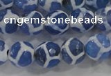 CAG6120 15 inches 8mm faceted round tibetan agate gemstone beads