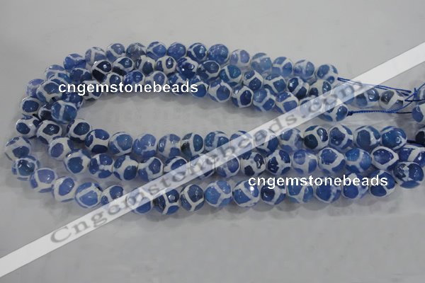 CAG6120 15 inches 8mm faceted round tibetan agate gemstone beads