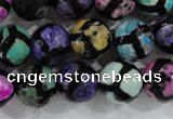 CAG6131 15 inches 10mm faceted round tibetan agate gemstone beads