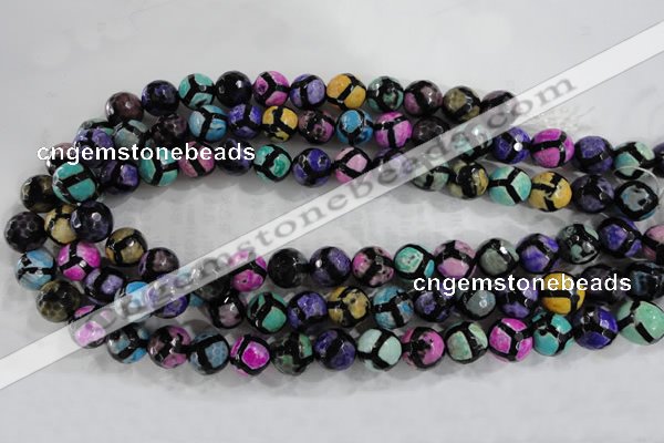 CAG6131 15 inches 10mm faceted round tibetan agate gemstone beads