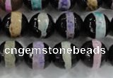 CAG6136 15 inches 10mm faceted round tibetan agate gemstone beads