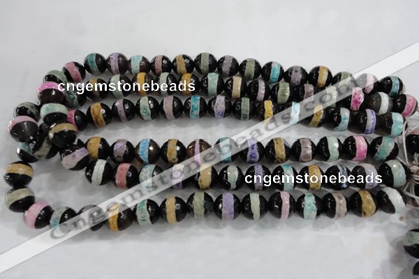 CAG6136 15 inches 10mm faceted round tibetan agate gemstone beads