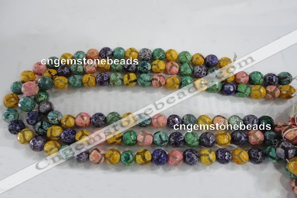 CAG6140 15 inches 8mm faceted round tibetan agate gemstone beads