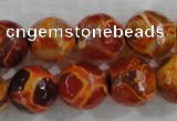 CAG6152 15 inches 14mm faceted round tibetan agate gemstone beads