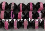 CAG6155 15 inches 8mm faceted round tibetan agate gemstone beads