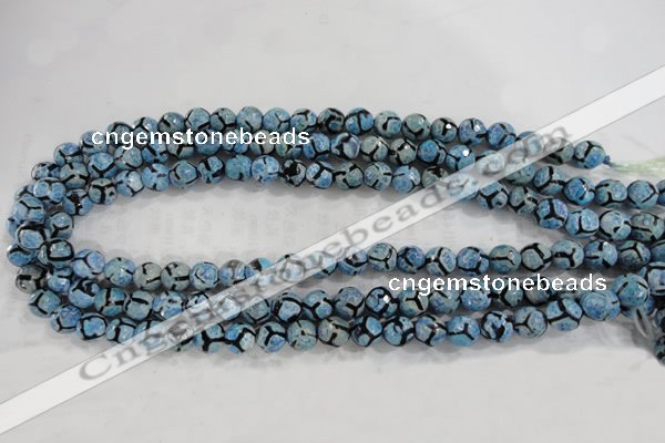 CAG6160 15 inches 8mm faceted round tibetan agate gemstone beads