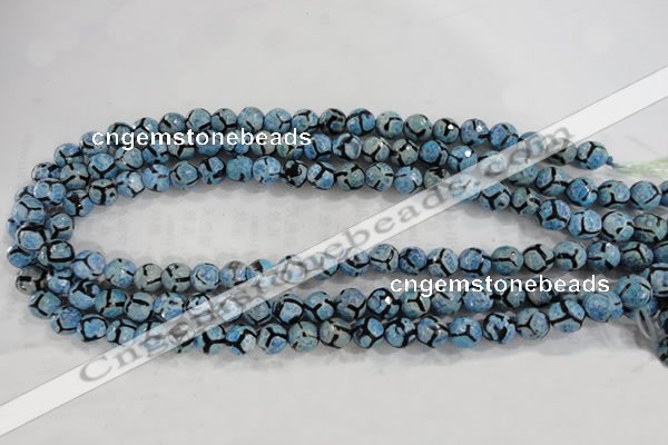 CAG6162 15 inches 12mm faceted round tibetan agate gemstone beads