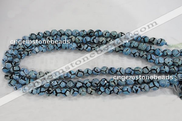 CAG6163 15 inches 14mm faceted round tibetan agate gemstone beads