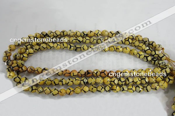 CAG6166 15 inches 10mm faceted round tibetan agate gemstone beads