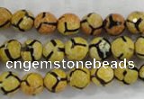 CAG6168 15 inches 14mm faceted round tibetan agate gemstone beads