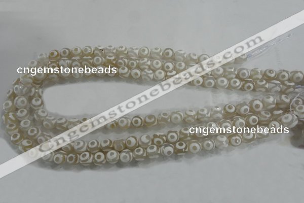 CAG6170 15 inches 8mm faceted round tibetan agate gemstone beads