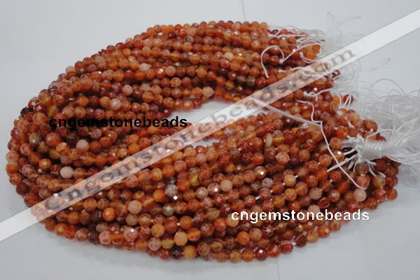 CAG618 15.5 inches 4mm faceted round natural fire agate beads