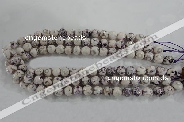 CAG6180 15 inches 10mm faceted round tibetan agate gemstone beads