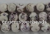 CAG6181 15 inches 12mm faceted round tibetan agate gemstone beads