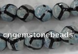 CAG6186 15 inches 10mm faceted round tibetan agate gemstone beads