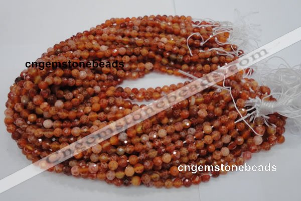 CAG620 15.5 inches 8mm faceted round natural fire agate beads