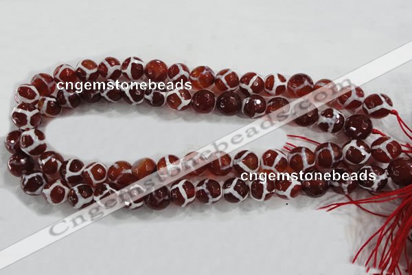 CAG6201 15 inches 10mm faceted round tibetan agate gemstone beads