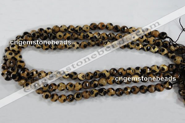 CAG6206 15 inches 10mm faceted round tibetan agate gemstone beads