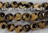 CAG6207 15 inches 12mm faceted round tibetan agate gemstone beads