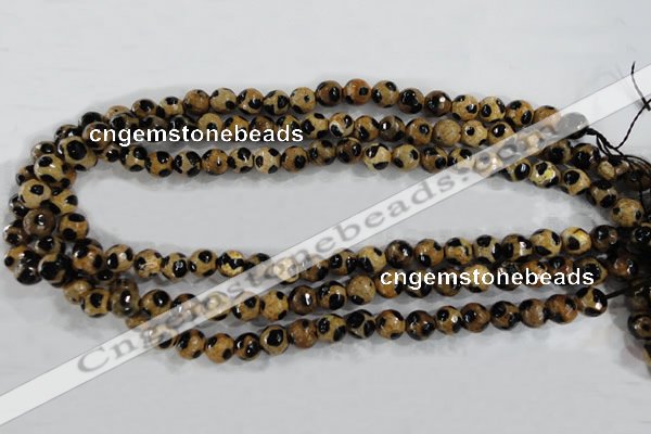 CAG6207 15 inches 12mm faceted round tibetan agate gemstone beads