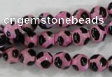 CAG6211 15 inches 10mm faceted round tibetan agate gemstone beads