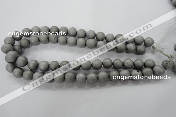 CAG6224 15 inches 12mm round plated druzy agate beads wholesale