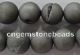 CAG6225 15 inches 14mm round plated druzy agate beads wholesale