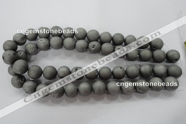 CAG6225 15 inches 14mm round plated druzy agate beads wholesale