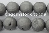 CAG6233 15 inches 10mm faceted round plated druzy agate beads