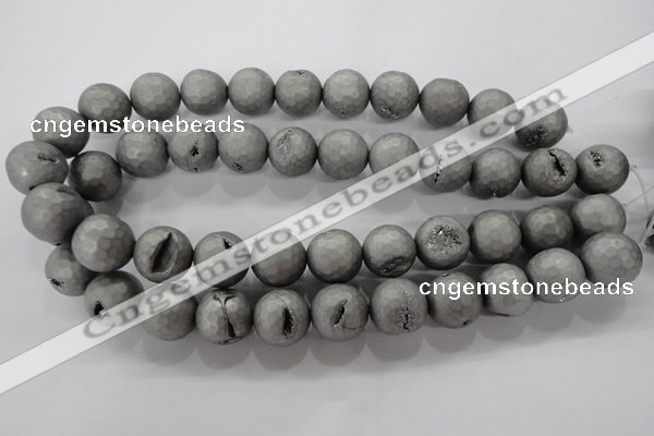 CAG6233 15 inches 10mm faceted round plated druzy agate beads