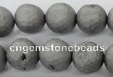 CAG6234 15 inches 12mm faceted round plated druzy agate beads