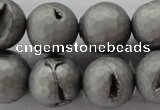 CAG6237 15 inches 18mm faceted round plated druzy agate beads