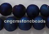 CAG6245 15 inches 14mm round plated druzy agate beads wholesale