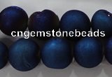 CAG6246 15 inches 16mm round plated druzy agate beads wholesale