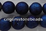 CAG6252 15 inches 8mm faceted round plated druzy agate beads