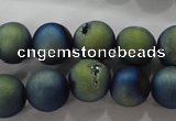 CAG6262 15 inches 8mm round plated druzy agate beads wholesale