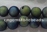 CAG6263 15 inches 10mm round plated druzy agate beads wholesale