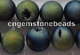 CAG6266 15 inches 16mm round plated druzy agate beads wholesale