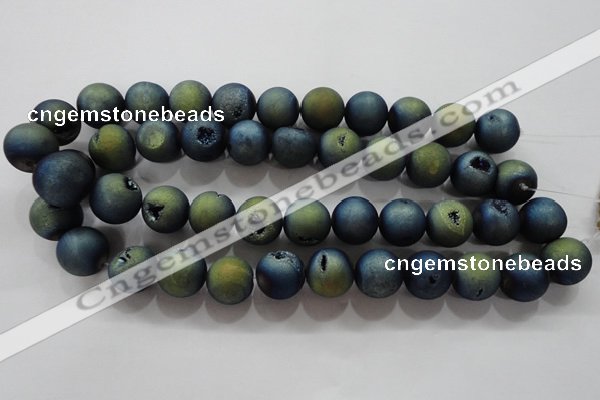 CAG6266 15 inches 16mm round plated druzy agate beads wholesale