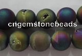 CAG6282 15 inches 8mm round plated druzy agate beads wholesale