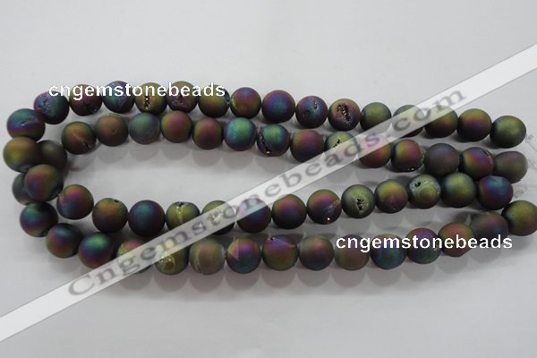 CAG6283 15 inches 10mm round plated druzy agate beads wholesale